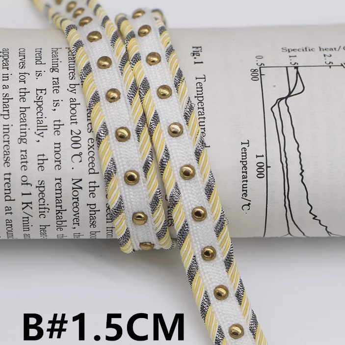 wholesale handmade beaded lace Accessories metal round rivet webbing Beaded Lace Fabric Clothing Decoration Pearl Trim Lace