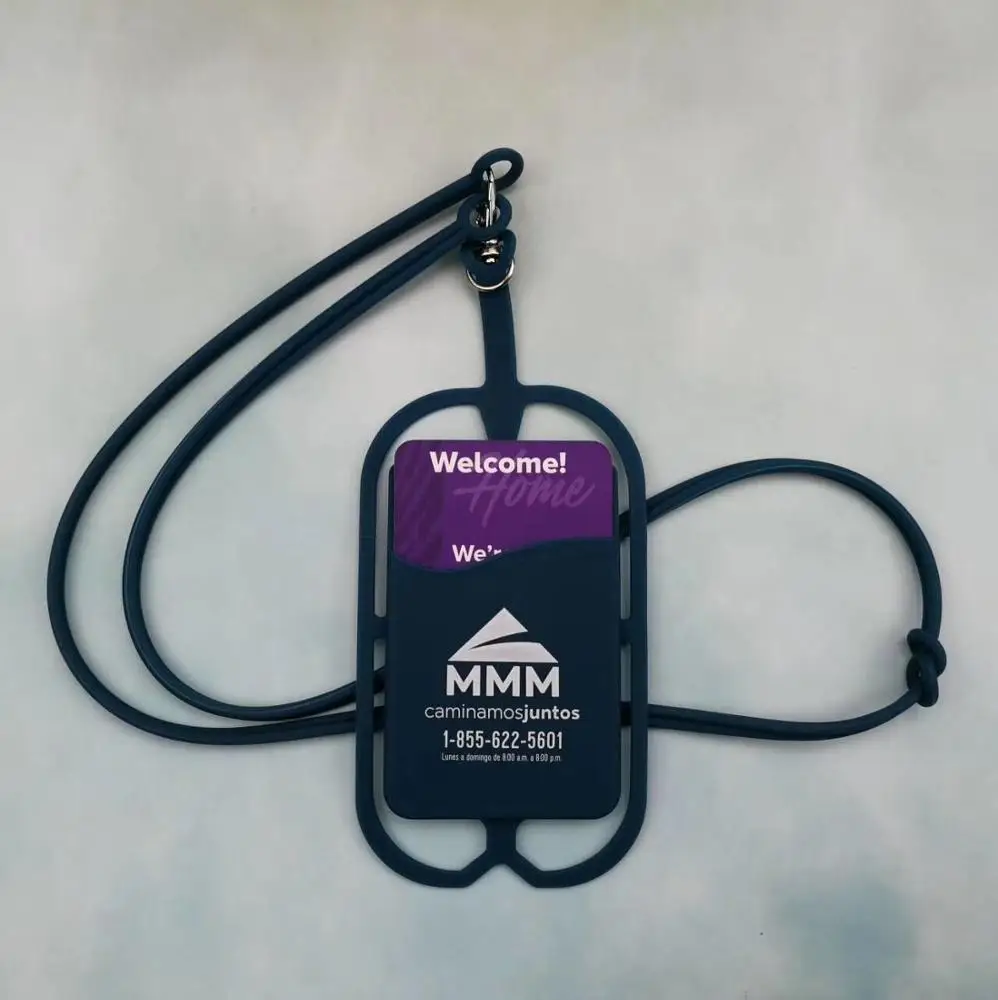 
Custom neck strap silicone cell phone lanyard card holder sleeve 