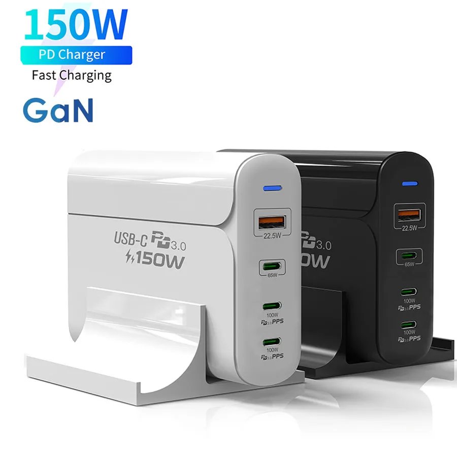4-Port 150W PD Fast Charger With 3port USB-C Multiport USB Hub Adapter For Laptop  Lenovo  iPhone  Galaxy