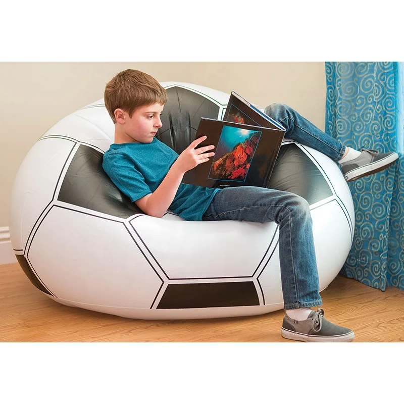 round Soccer-Shaped Inflatable Lounger Sofa Reclining and Foldable for Adults for Living Room and Office Use