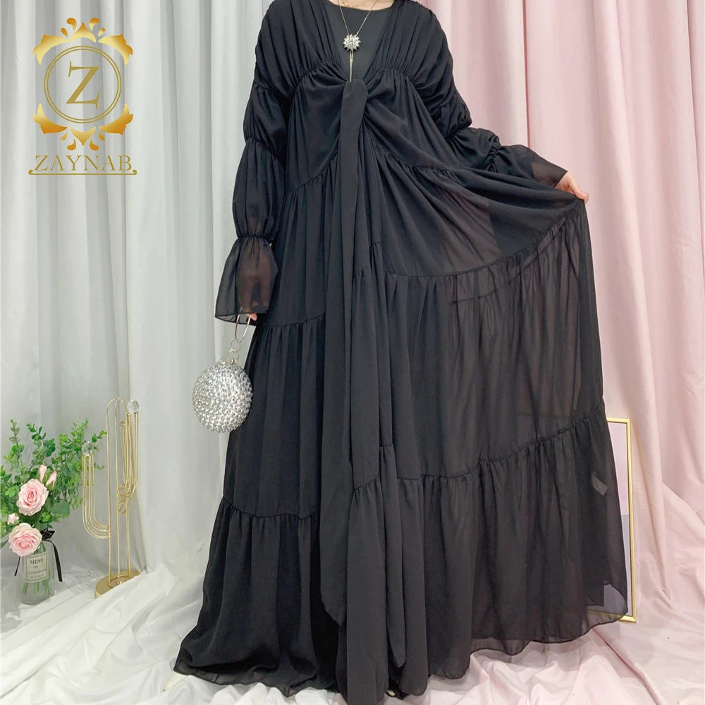 Zaynab Dubai Islamic Silk Saudi Arabic Turkish Egypt Prayer Open Women Muslim Abaya Satin Sexy Maxi Dress Clothing