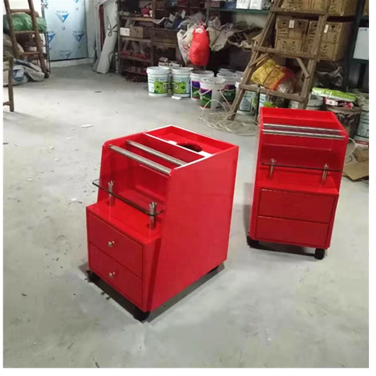 
Red color nail salon trolley cart professional rolling trolley cart high quality storage cart 