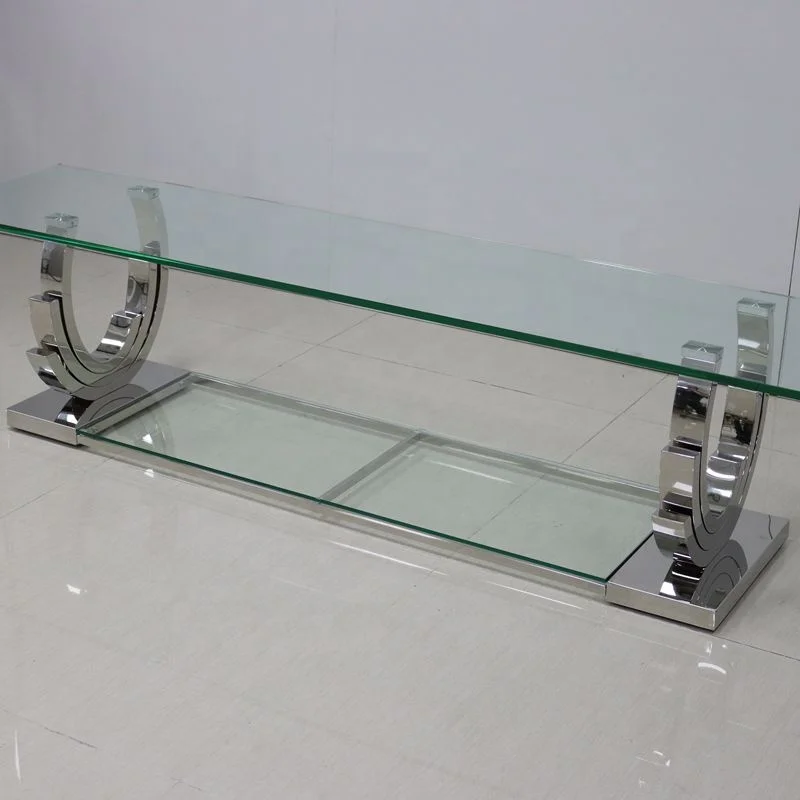 2021 New design Modern Design Professional Living Room Furniture Table Top TV Stand Tempered Glass OEM  K.D .