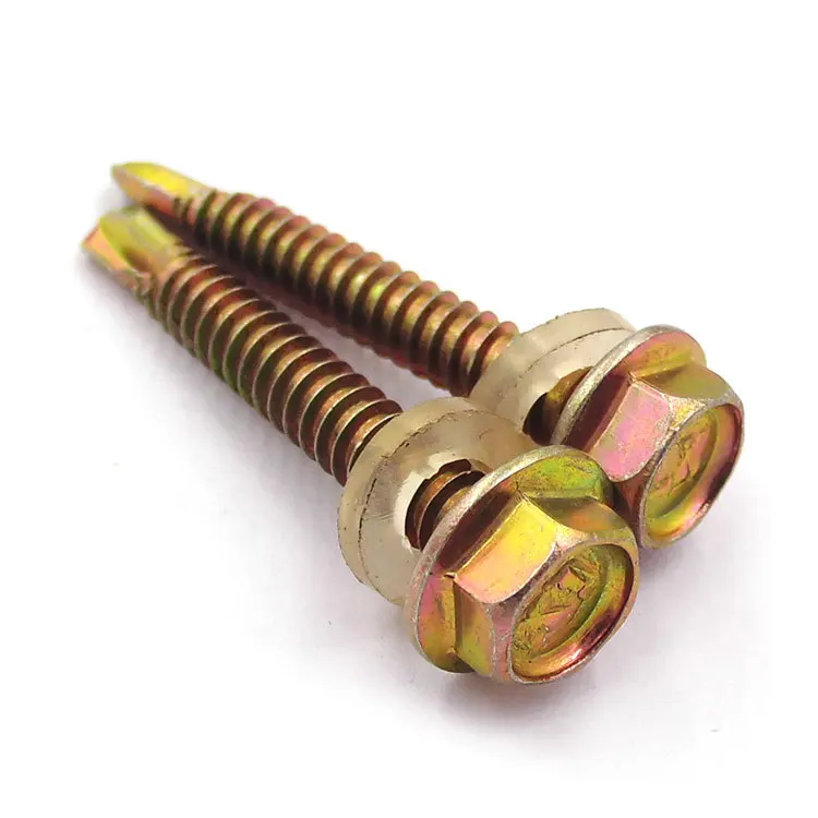Pro Factory Service DIN7504 Zinc Plated Hex Washer Head Self Drilling Screws EPDM Washer