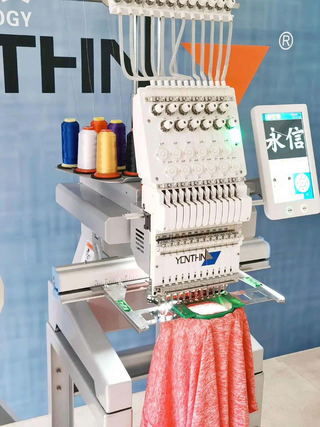 Yonthin 12 needles cheap price single head cap and t-shirt embroidery machine