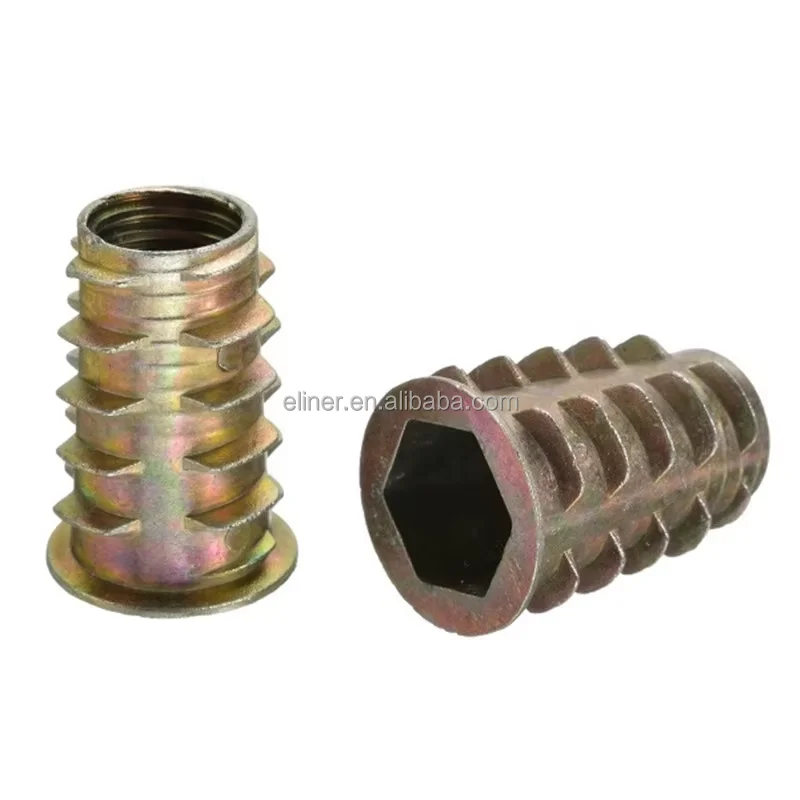Carbon Steel Countersunk Hex Socket Drive Threaded Insert Nuts Fastener Connector for Wood Furniture