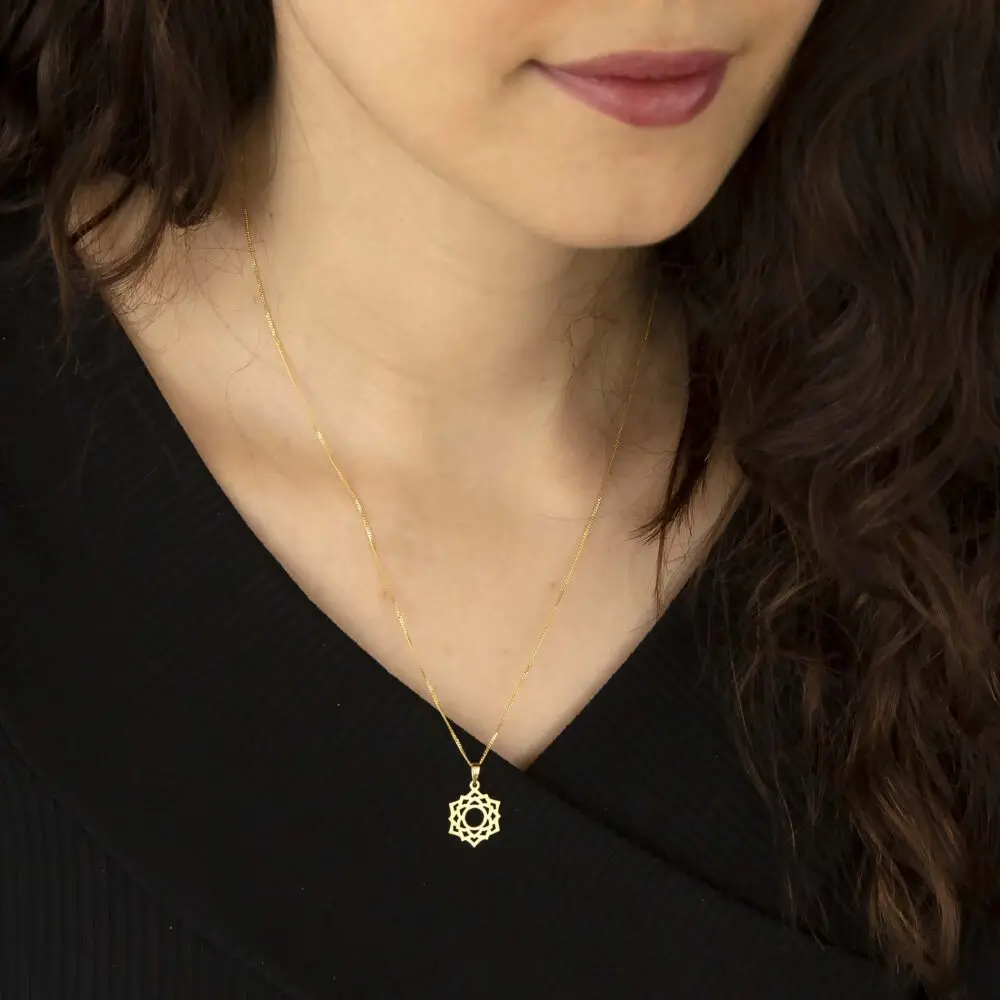 Dainty chakra pendant choker necklace 18k gold plated Hollow Energy jewelry Tarnish free waterproof stainless steel necklace