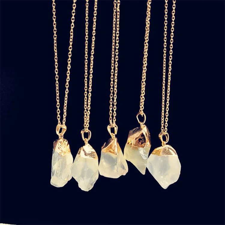 Wholesale Healing Irregular Gemstone Natural Rainbow Crystal Dipped Rock Rough Raw Amethyst Druzy Stone Pendants Necklace