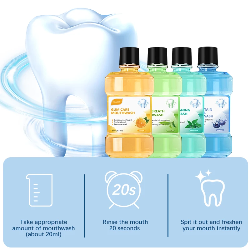 Teeth Extra Whitening Advanced Mouthwash Mint Green Tea Orange Flavor for Bad Breath Plaque and Tartar 250ml