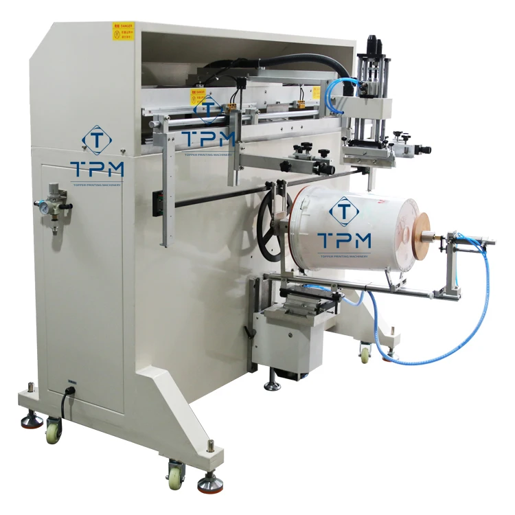 Multicolor Rotary Cylindrical Bucket Barrel Silk Screen Printing Machine in large color pattern