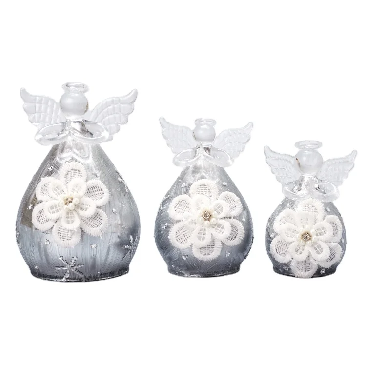 Light Up Christmas Ornament Glass Angel with LED Light