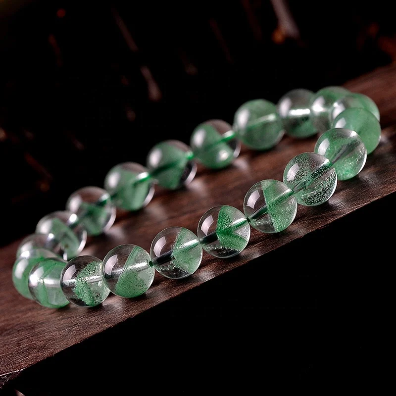 ArthurGem Rare Top Quality 10mm Pyramid Shape Green Phantom Quartz Bracelets Natural Phantom Quartz Gemstone Bracelet for Women