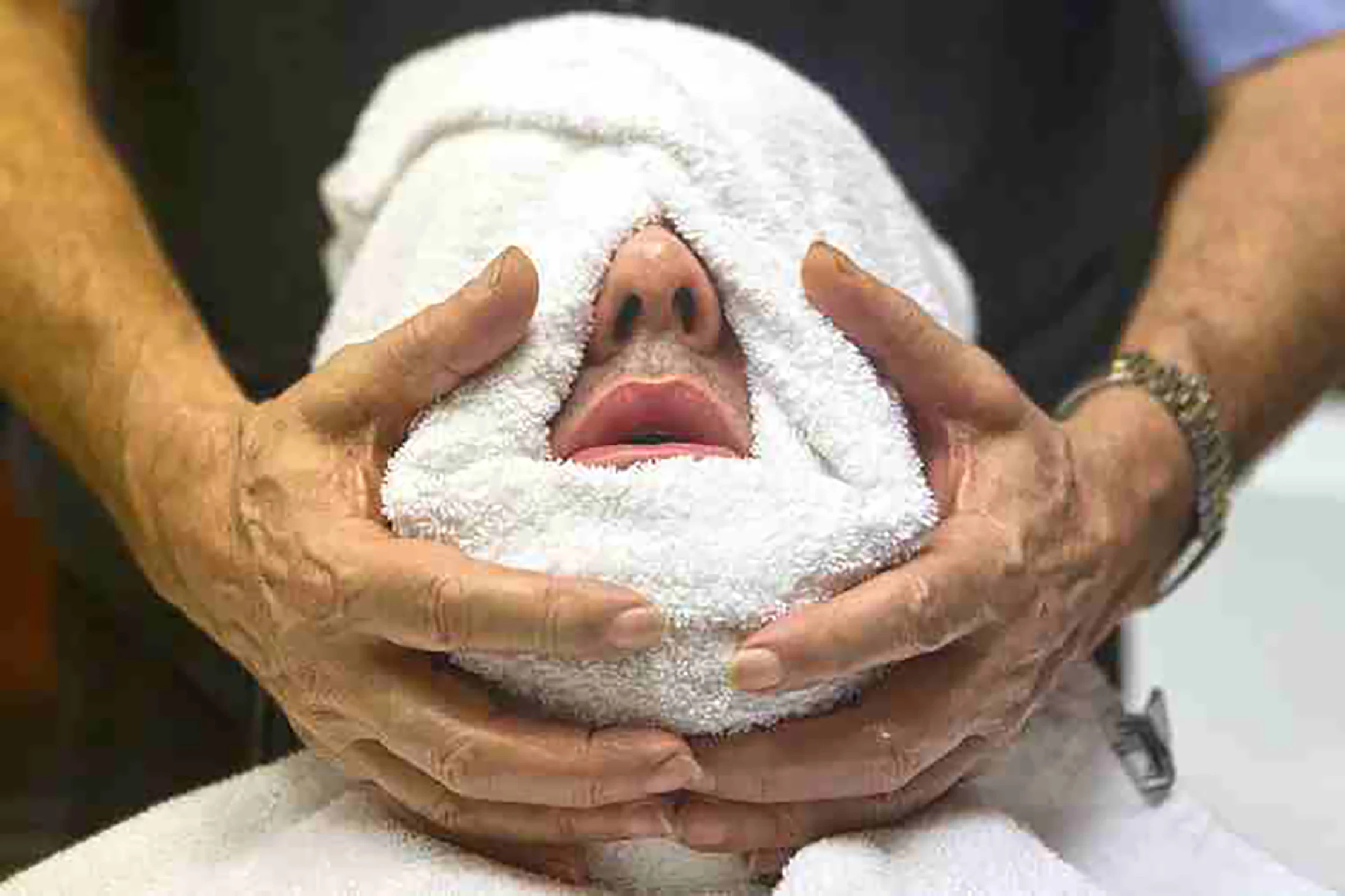 cotton white hand face shave sauna towel steam barber towel hot towel