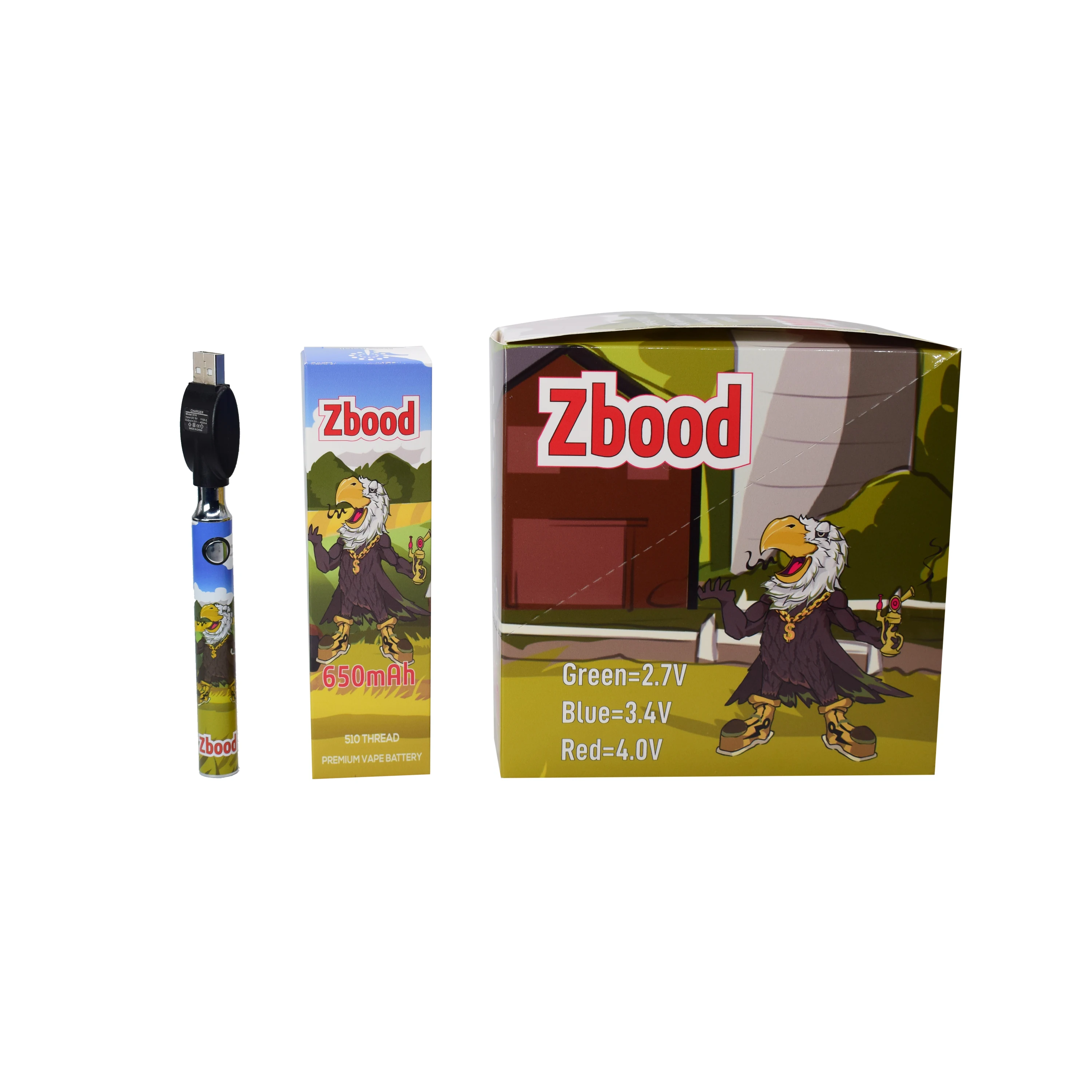 Zbood Eagle шаблон Предварительный нагрев 510 резьба CBD ручка 650 Mah батарея Cbd 2021 оптовая продажа самый