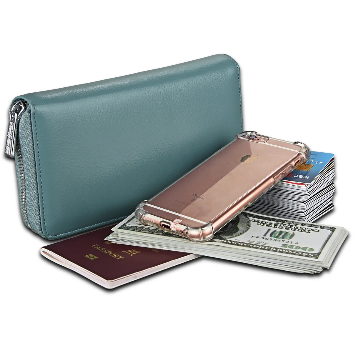 Genuine leather RFID credit card wallet multifunctional passport wallet wholesale