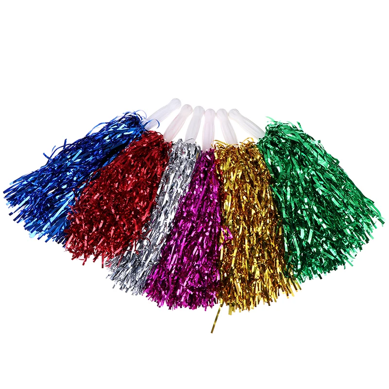 Handheld metallic cheerleading heat transfers cheerleading pom poms