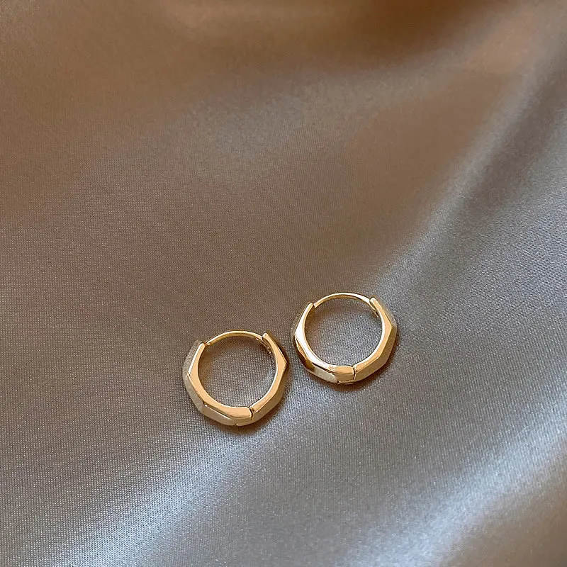 Jewelry Bulk Wholesale Custom Hypoallergenic Copper Alloy Simple 14KGold Korean Earring Fashion Jewelry Girls Cute hoop Earrings