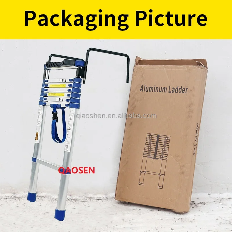 Backrest 30CM Hook Blue Telescopic Ladder Step Space 30cm Aluminium Straight Ladders Stairs EN131