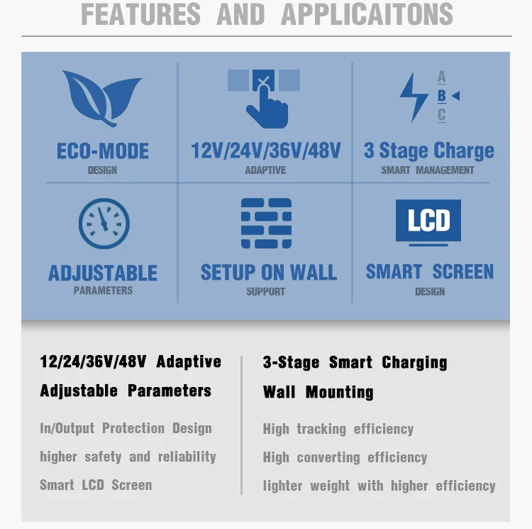 MPPT regulator 40a 60a 80a 100a mppt charge controller inverter charger with wifi optional