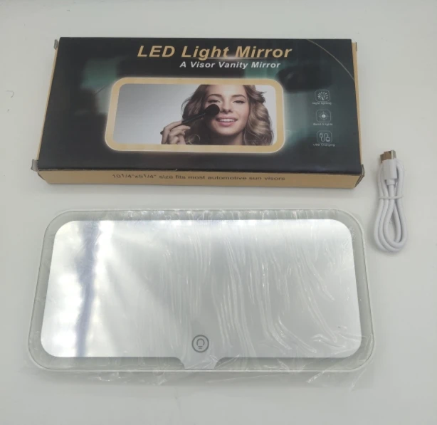 Vanity Mirror LED Light Rechargeable Car Cosmetic Mirror TouchScreen Auto car visor Makeup Mirror For Car Interior Universal