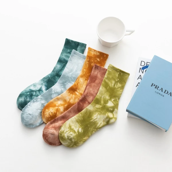 Quentin Spring Summer Custom Logo Hip Hop Tube Socks Wholesale Cotton Compression Tie Dye Socks