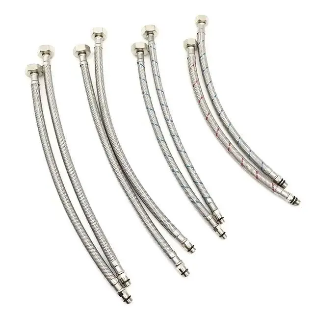 High-Pressure Explosion-Proof Faucet Hose Cold Hot Water Inlet 4 Dividers Pointed Head Water Contion Washbasin Plumbing Hoses