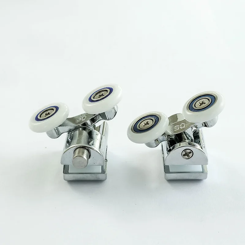 A-87 A-88 High Quality Square Double Two Wheel Zinc Alloy OEM ODM Curved Double Shower Glass Sliding Door Brass Roller