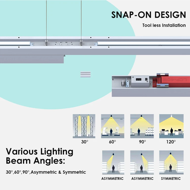 Ceiling Surface Installation Shop Office Indoor Linear Profile Lighting 2ft 4ft Aluminum Waterproof Pendant Linear Light