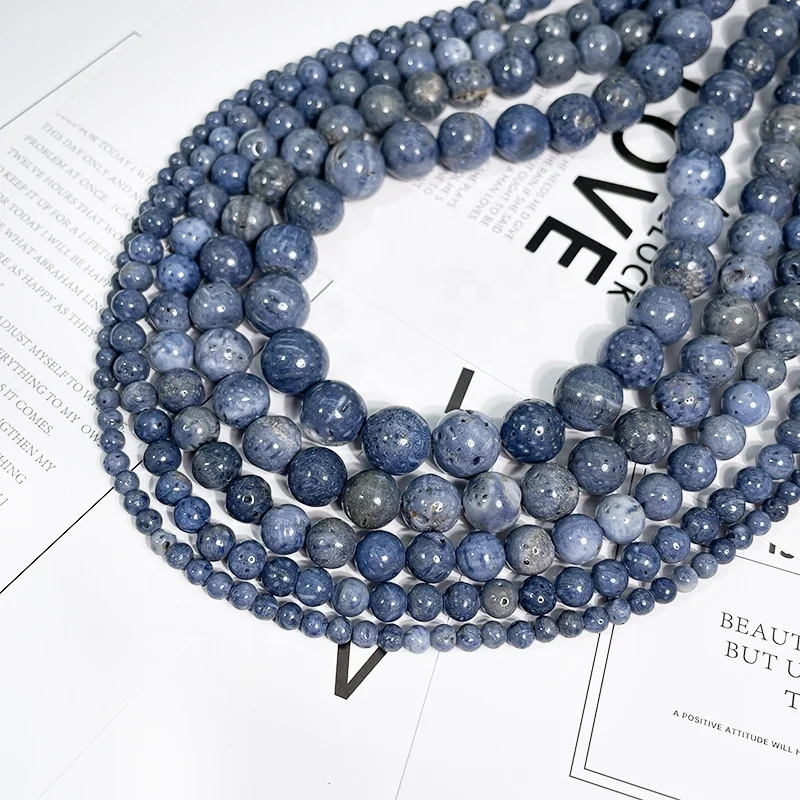 Wholesale High Quality Gemstone Blue Coral Beads for Jewelry Making Natural Blue Coral Loose Gemstone Beads
