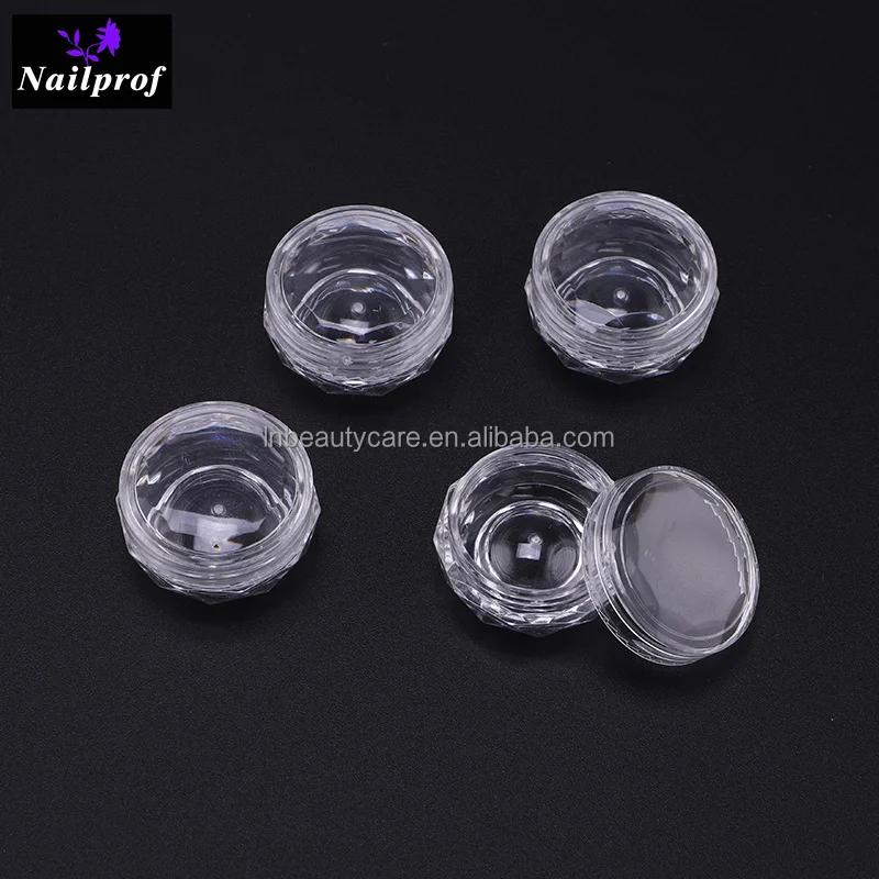 Nailprof Plastic Mini Cosmetic Manicure 3g Empty Jar Pot Nail Art Rhinestone Powder Container Refillable Bottles
