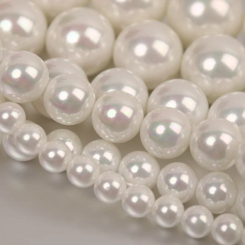 Colorful White Glass Pearl Beads Straight Hole Handmade Diy Jewelry Wholesale 4/5/6/8/10/12/14/16mm Imitation Shell Loose Beads