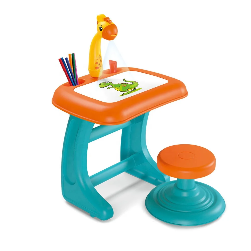 2021 Educational Luminous Projection Graffiti Light up Drawing Projector Study Table Learning Desk Easel for Kids Drawing Board