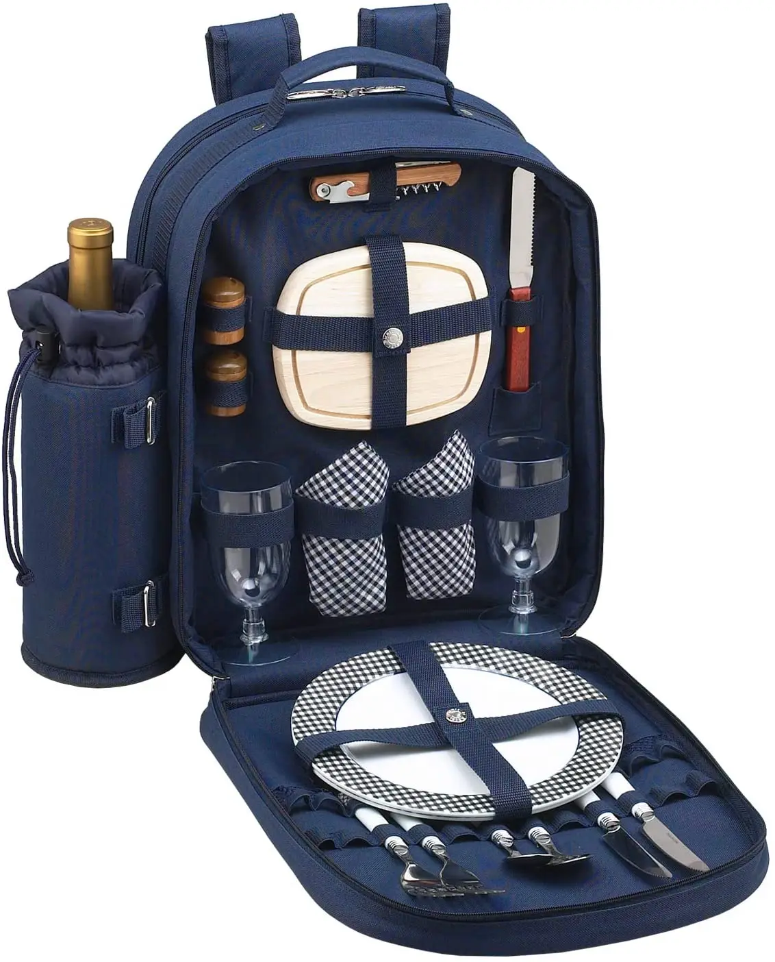 Customize picnic at ascot original equipped 2 person picnic backpack with cooler & insulated wine holder