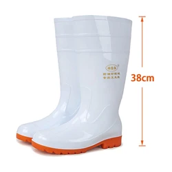 Cheap white food industry workshop waterproof oil acid alkali resistant plastic pvc rubber rain boots