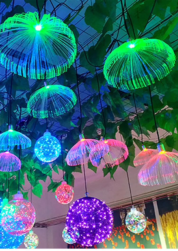 Fiber optic Jellyfish lamp led night light 7 Colors changing diameter 20cm 30cm led outdoor for courtyard