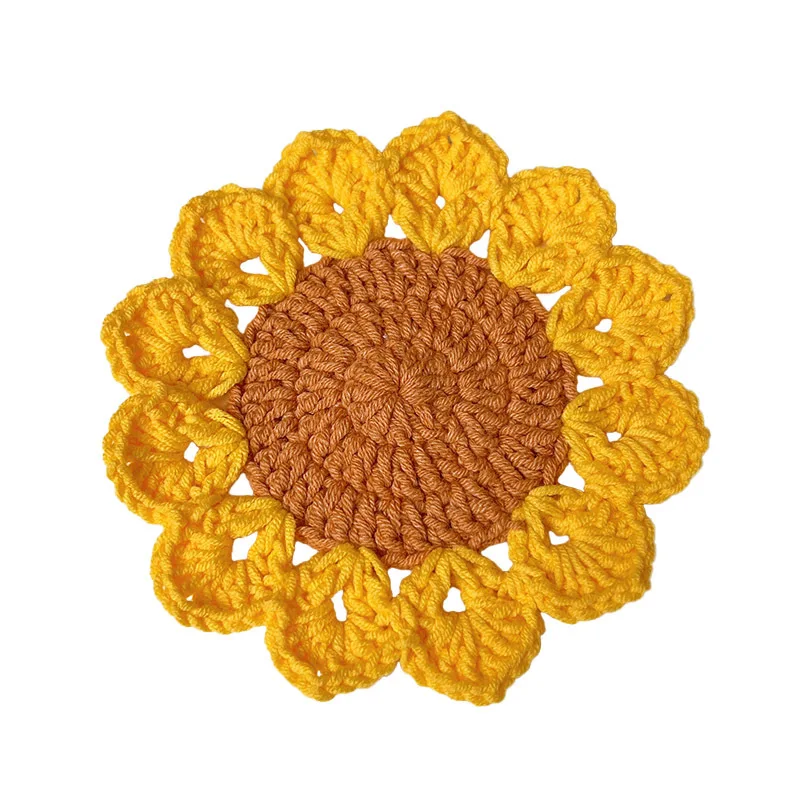 Round Flowers Lace Crochet Coasters Cotton Cup Mat Placemats for Table DIY Home Decoration Macrame Vintage Decor