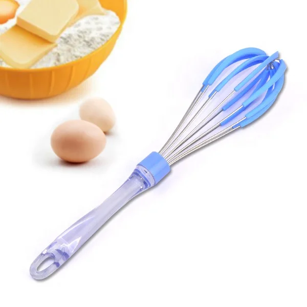 Transparent Handle Cooking Utensils Cake Tool Stainless Steel & Silicone Hand Egg Whisk Beater