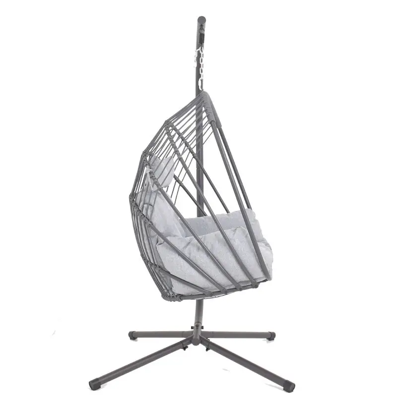 Outdoor Patio Single Seater Steel Hanging Chair Luxury Sofa Indoor Light Brown Steel Large Egg Hanging Swing Chair