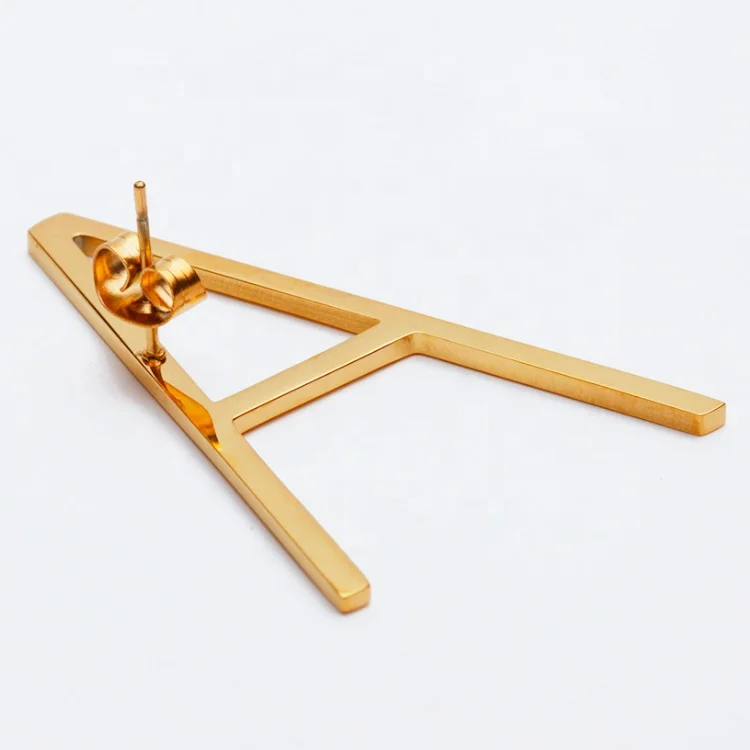 18k Gold Plating Stainless Steel Jewelry Initial Letter Stud Earrings Capitals Gold color Single Earrings EEF1012