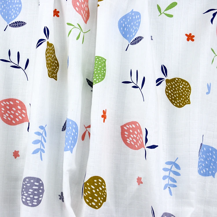 New design fruit pattern printed 100% cotton cloth baby fabric muslin for swaddling blankets