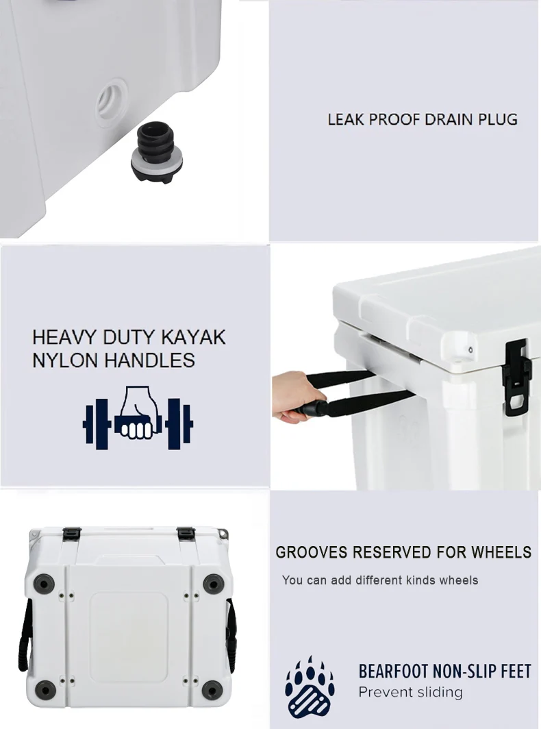 Wholesales 55QT Large Capacity Outdoor Sea Fishing Incubator rotomolded cooler box   Available For Wheels