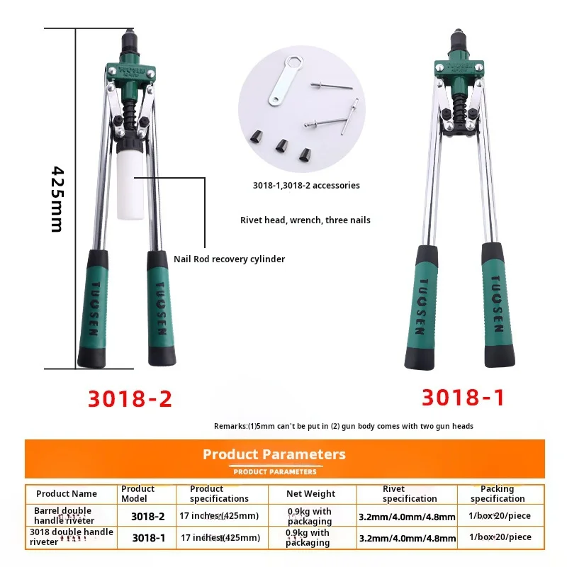 Hardware tools core blind rivet gun labor-saving heavy-duty manual rivet tool double anti-slip handle rivet gun