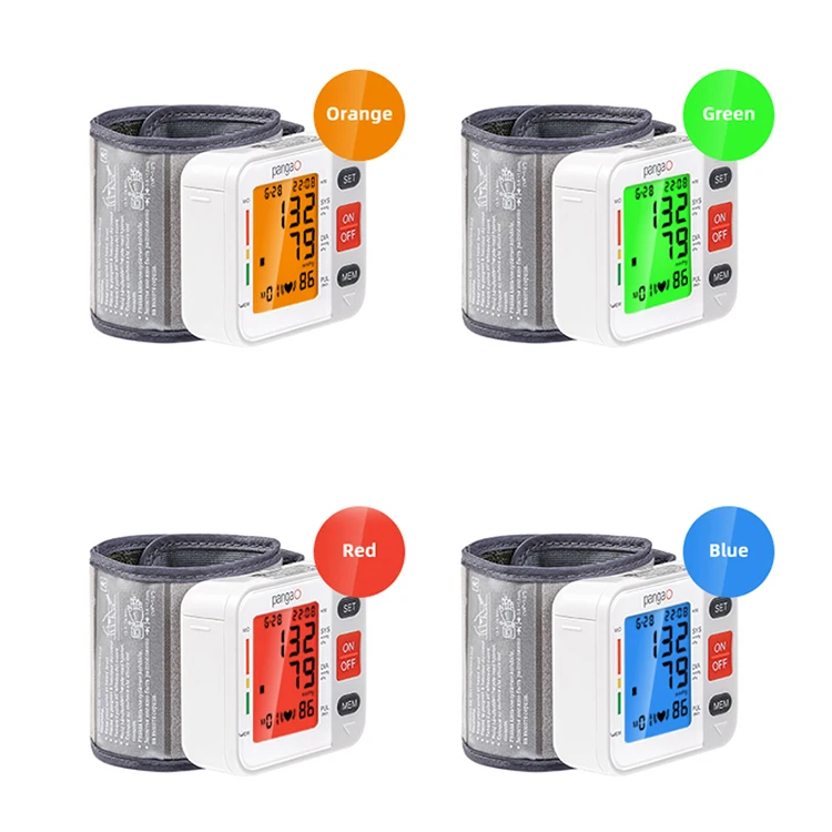 Pangao hot sale small portable automatic digital voice wrist cuff blood pressure monitor set