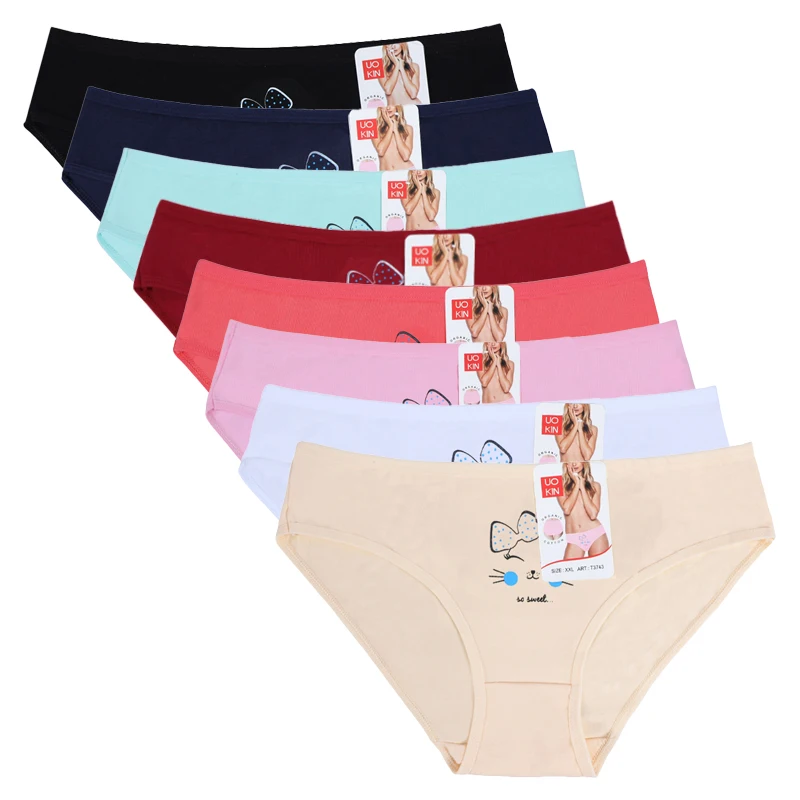 UOKIN Wholesale Cotton High Waist Printed Plus Size Women Panties ladies plus size underwear