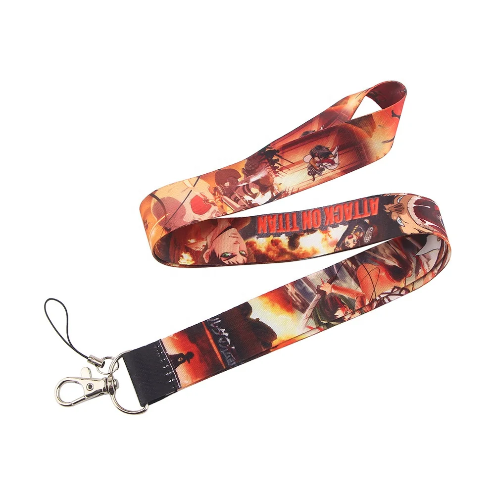 Attack On Titan Factory Design Lanyard Anime Custom Pattern Neck Strap Fashion ID Card Key Phone Keychain Lanyards for Fans