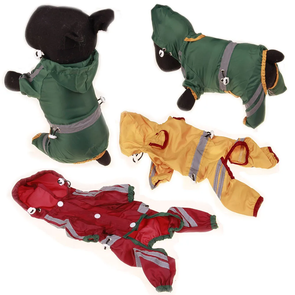 OEM multi-colors durable single layer PVC pet raincoat night outdoor safety high bright light reflective dog rain coat with hood