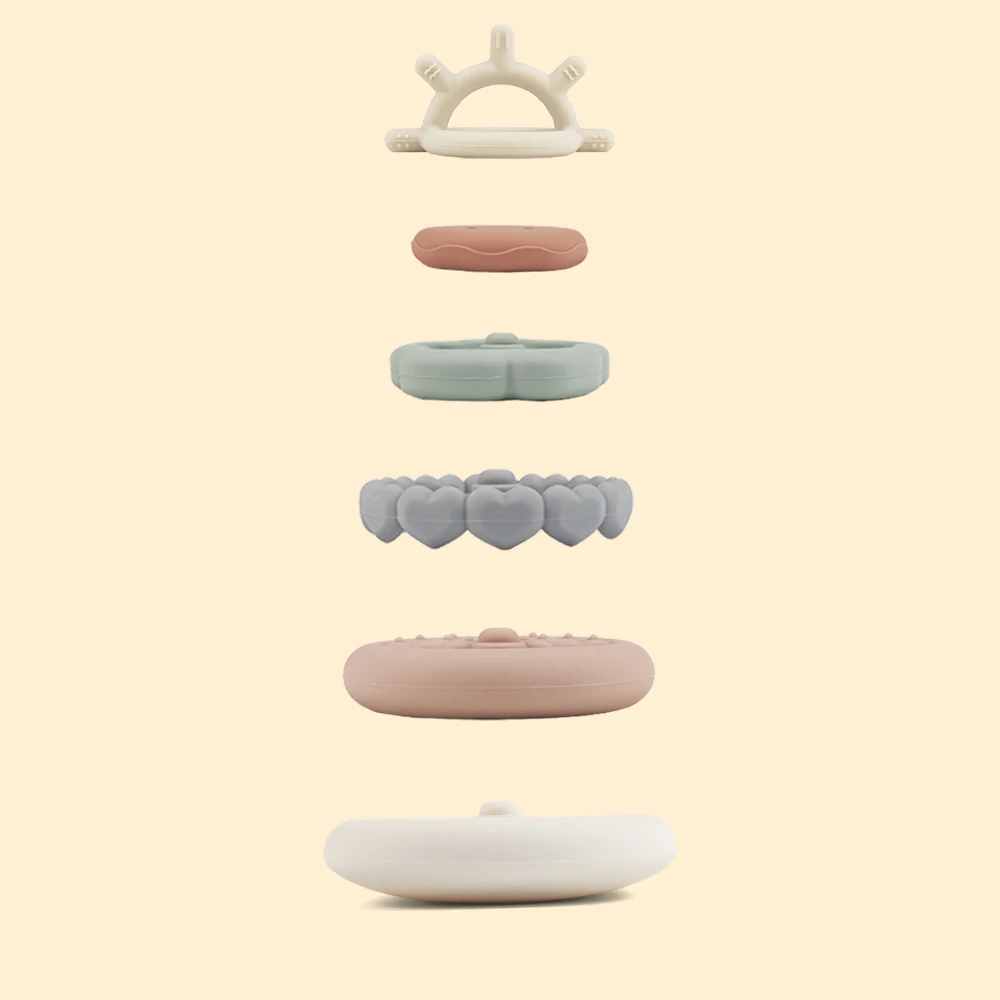Stack Circles Soft Teething Toy Kids Montessori Stacking Toys
