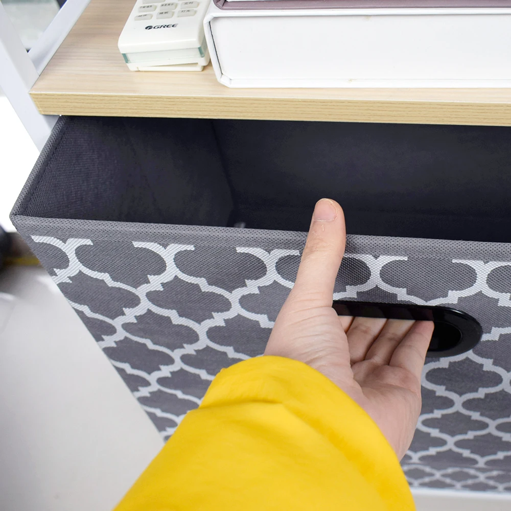 White Nightstand Dresser Storage Tower - 4 Wicker Drawers Storage Shelf - Paulownia Wood Side Tables/End Tables