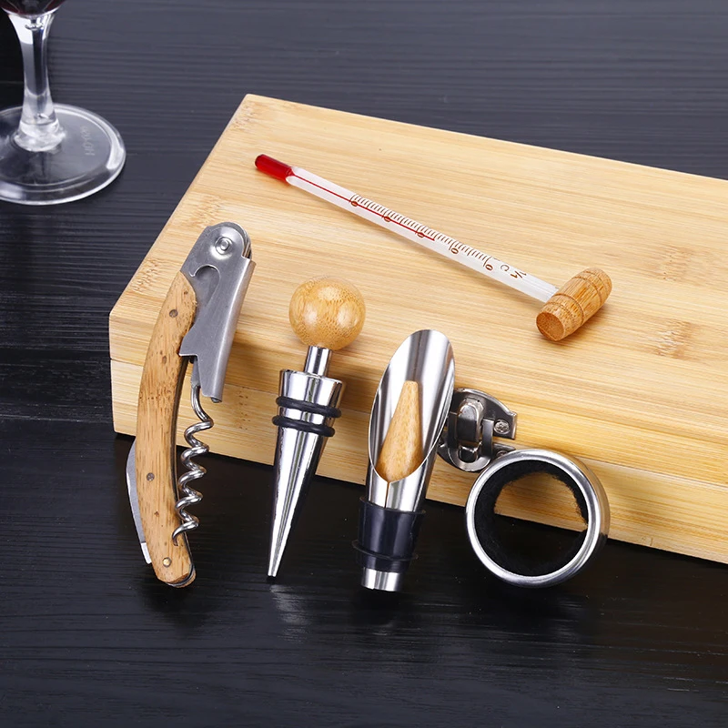 Factory Price New Design Bamboo Wine Opener Set Gift