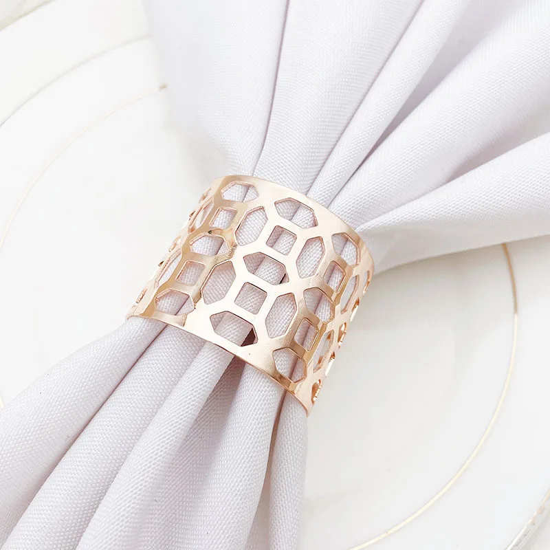 
Wholesale napkin rings iron round metal gold rose gold decoration napkin buckle for party 